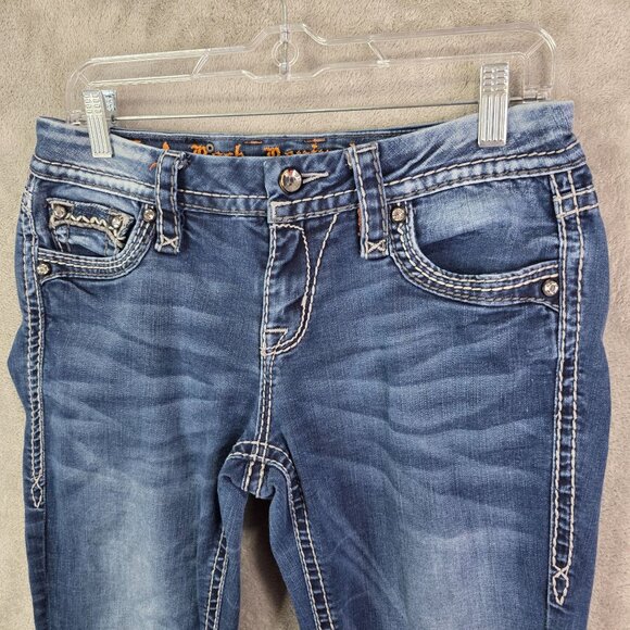 Womens Rock Revival Victoria Easy Bootcut Blue Denim Jeans Mid Rise Size 27 - Picture 3 of 13